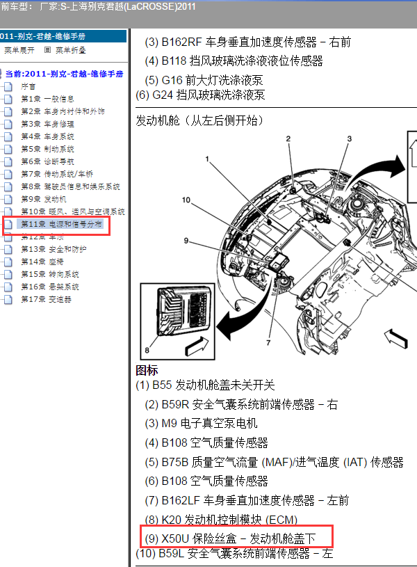 2011年别克君越x50u插头位置