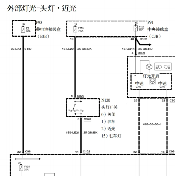 2009年福克斯大灯电路图