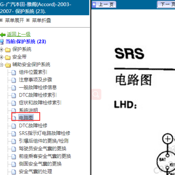 2003-2007年本田雅阁气囊电路图
