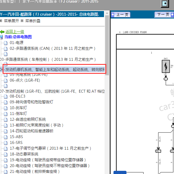 2011-2015年丰田酷路泽智能启动电路图