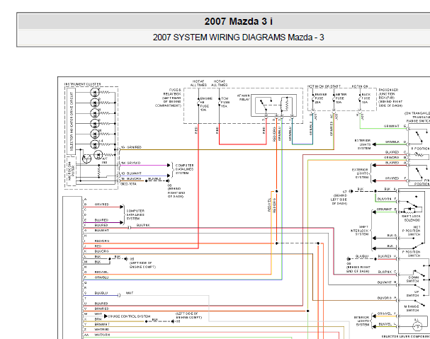 2007年马自达3变速箱电路图
