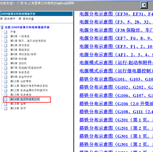 2009年雪佛兰科帕奇电源 供电电路图.