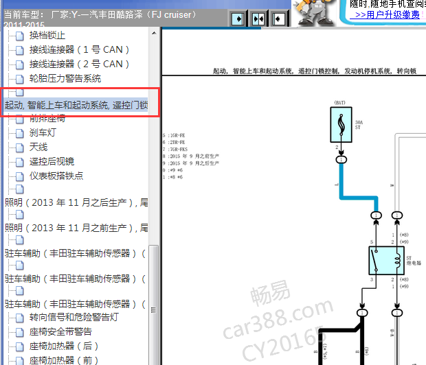 2011-2015年丰田酷路泽起动电路图