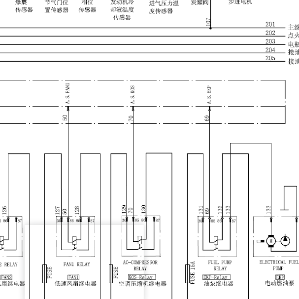 发动机燃油泵电路图