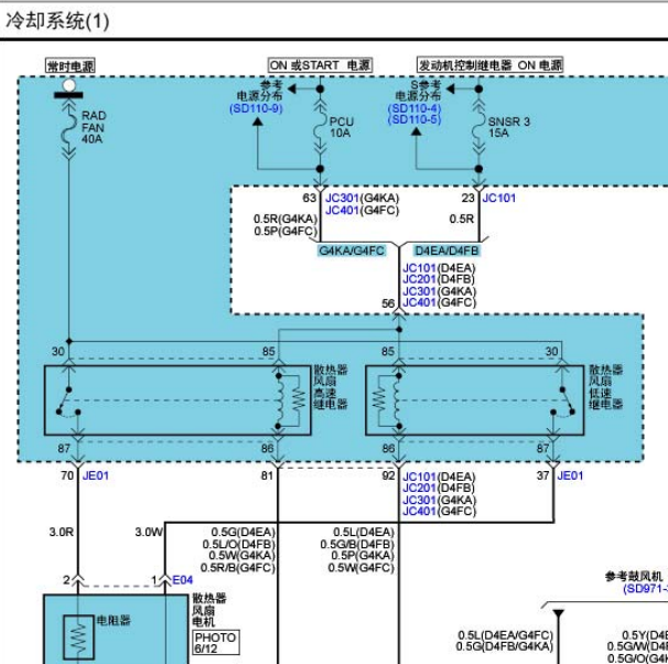 2011年起亚佳乐散热风扇线路图