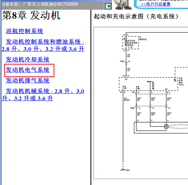 2009年凯迪拉克CTS充电系统电路图