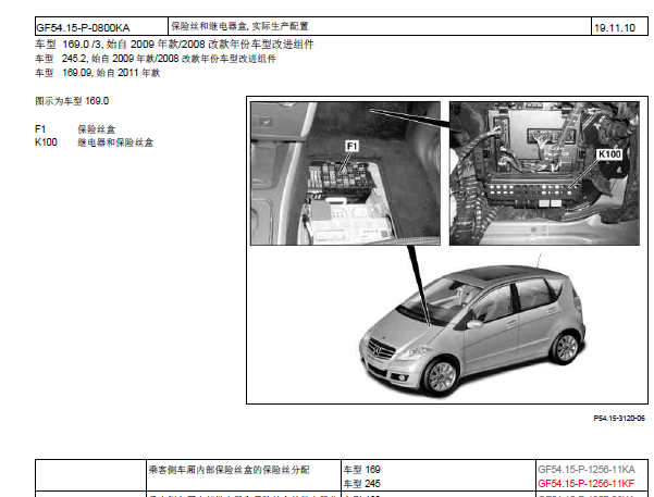 2011年奔驰B200保险丝资料