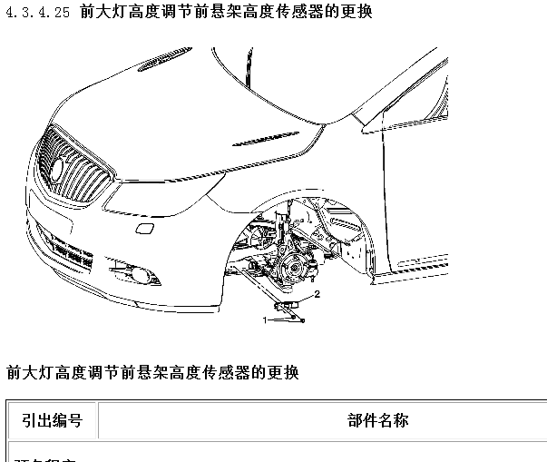 别克君越前大灯高度传感器安装图