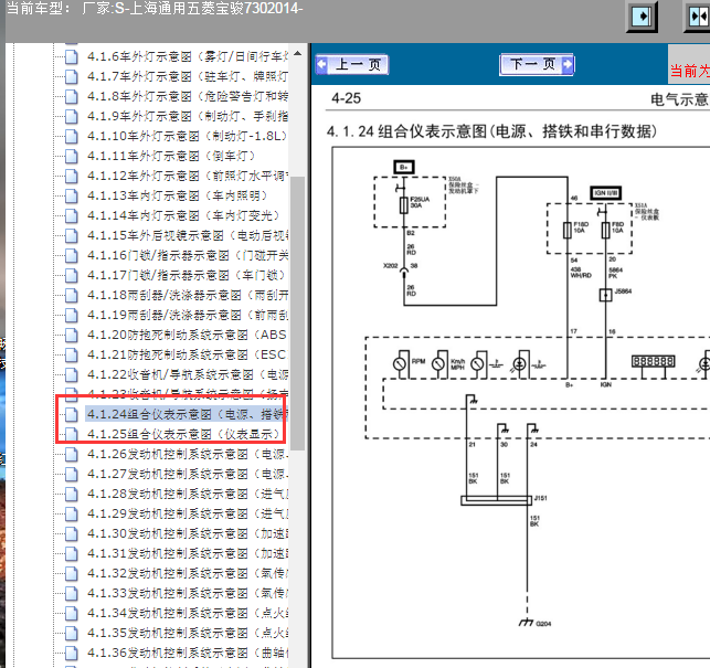 2014年宝骏730仪表电路图