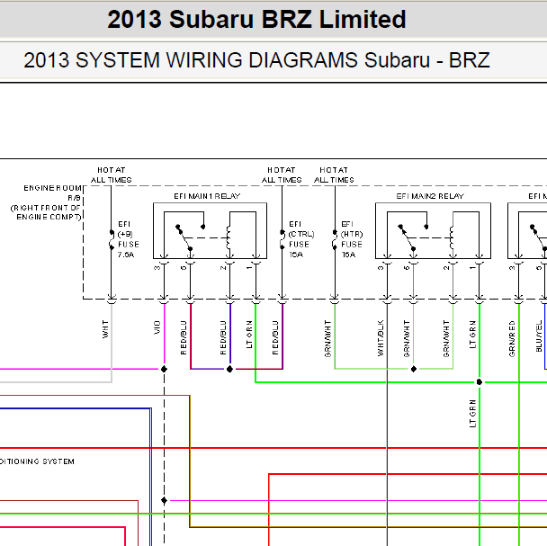 2013年斯巴鲁BRZ 2.0 发动机电路图