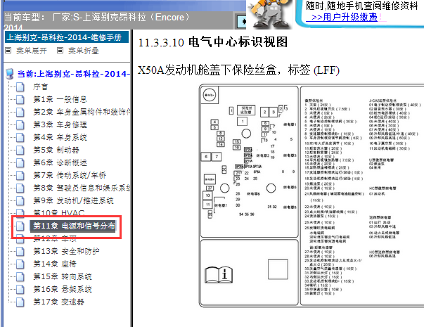 2014年别克昂科拉保险丝分配