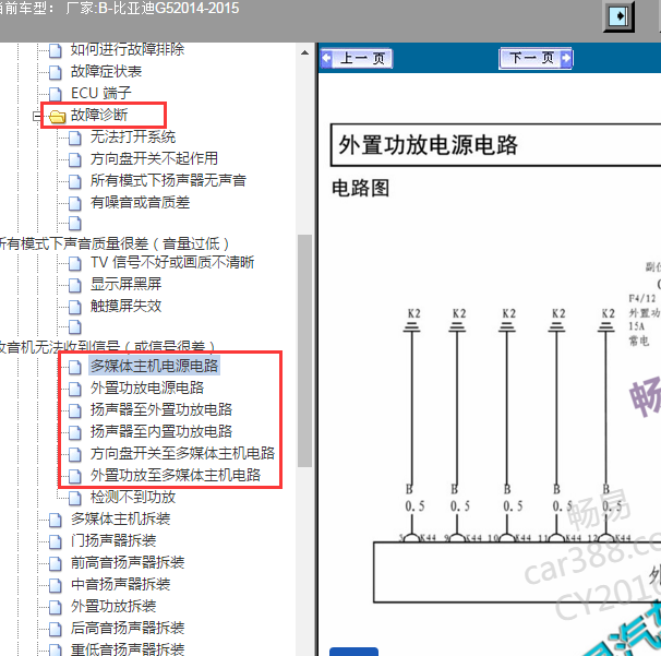 2014-2015年比亚迪G5多媒体主机电路图