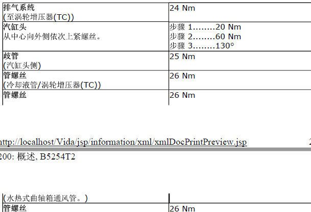 2011年沃尔沃XC90发动机扭矩和维修手册资料