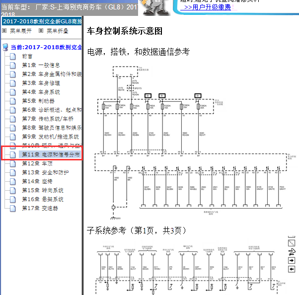 2017-2018年别克GL8车身模块电路图