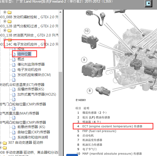 2012你那路虎神行者2 发动机 ECT位置