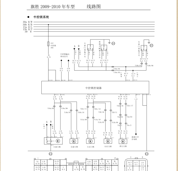 2010年旗胜中控门锁电路图