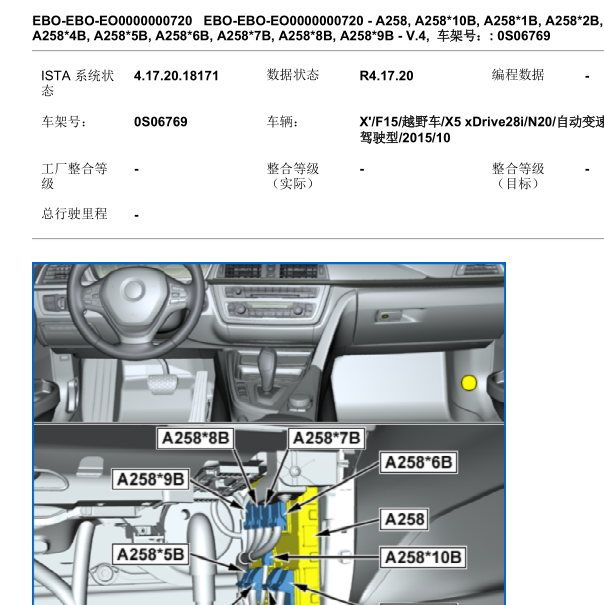 2015年宝马X5玻璃升降器主控制器的位置