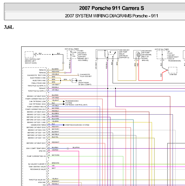 2007年保时捷911发动机电路图