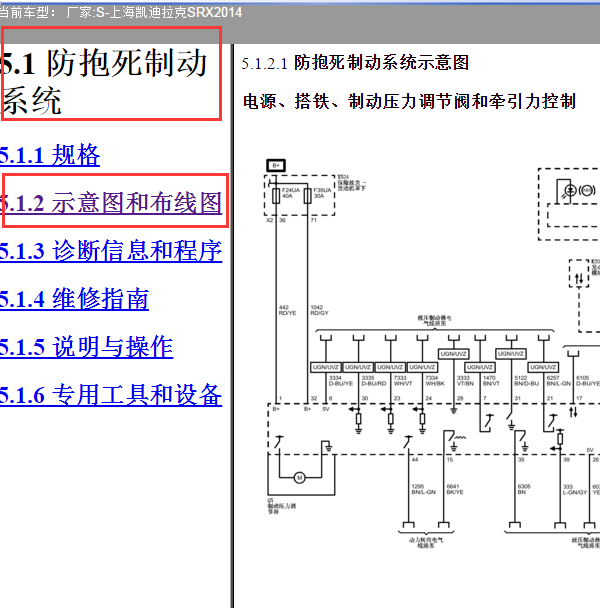 2014年凯迪拉克SRX ABS电路图