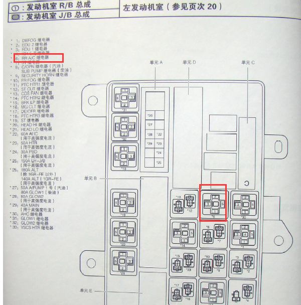 2007年丰田巡洋舰空调继电器