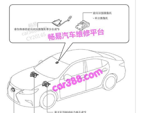 2017年雷克萨斯ES300H前向识别摄相机罩分总位置