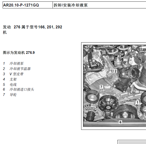 2015年内奔驰GL400冷却泵拆装资料