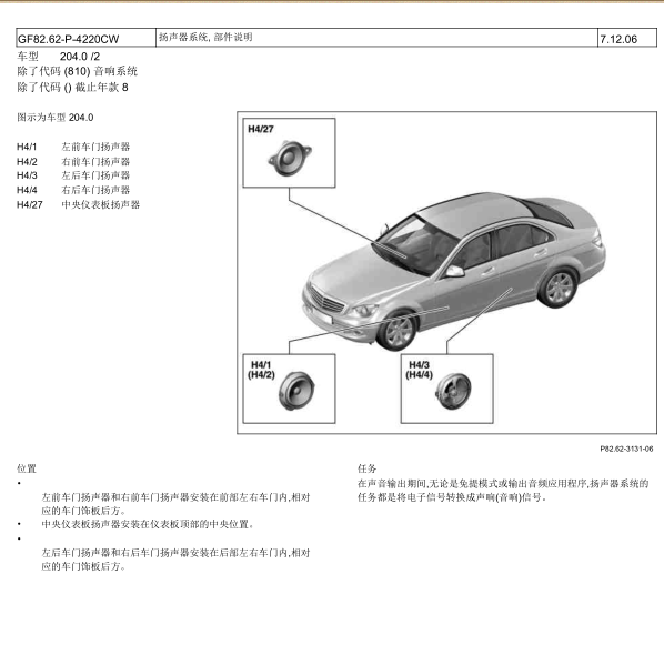 2009年奔驰C63 AGM音响功放位置