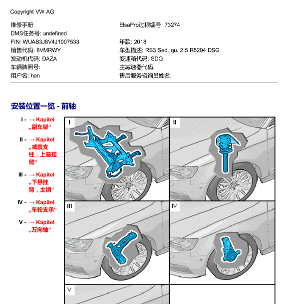 2018年奥迪RS3底盘维修手册