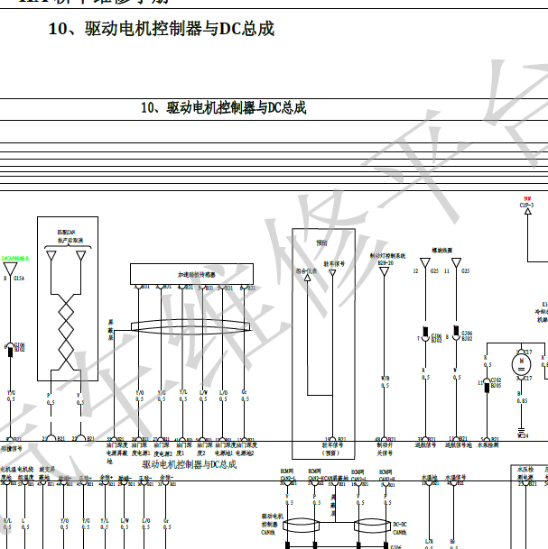 2013年比亚迪秦驱动电机控制器与DC总成电路图.
