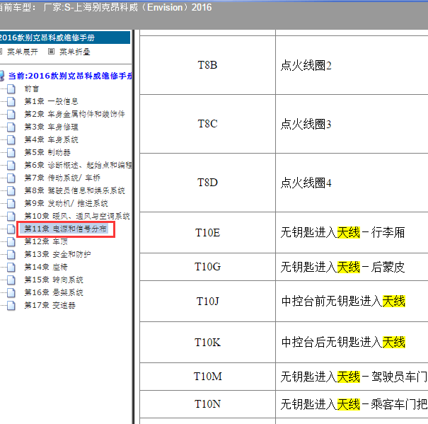 2016年别克昂科威无钥匙进入天线安装位置