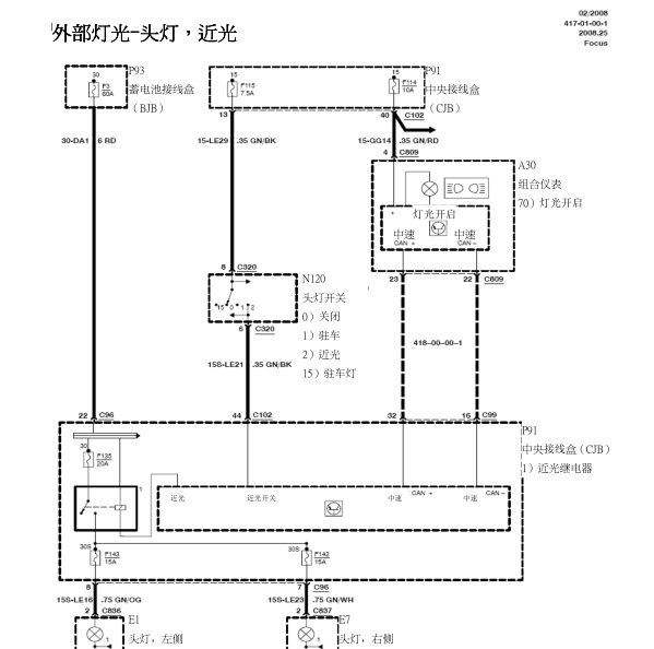 2010年福克斯大灯电路图