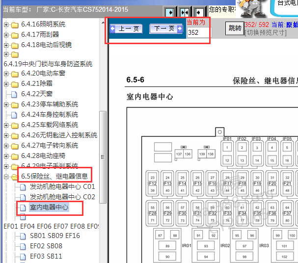 2014-2015年长安CS75保险丝盒资料