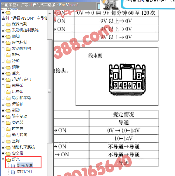 2007-2009年远景灯光针脚图