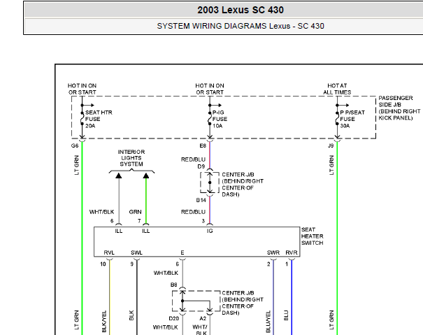 2003年雷克萨斯SC430座椅电路图