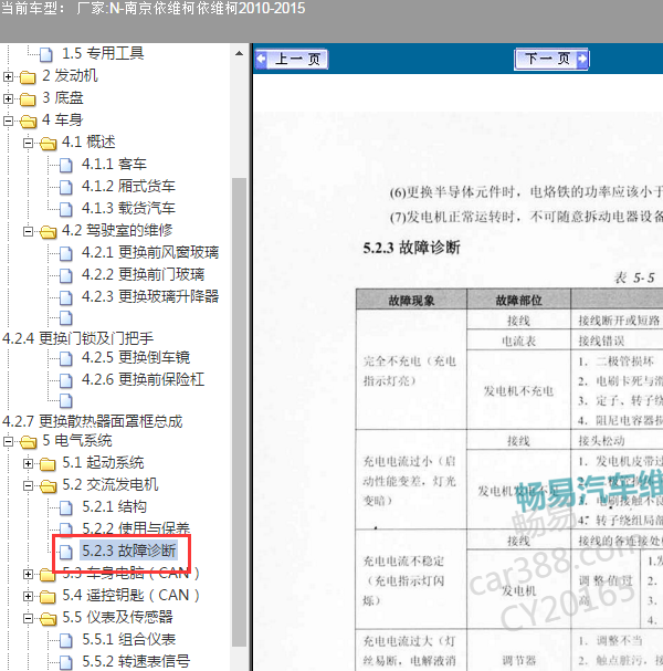 2010-2015年南京依维柯故障诊断资料