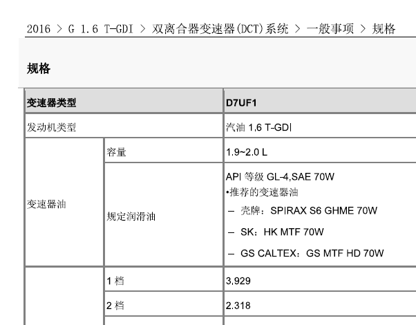 现代D7UF1双离合变速箱维修手册