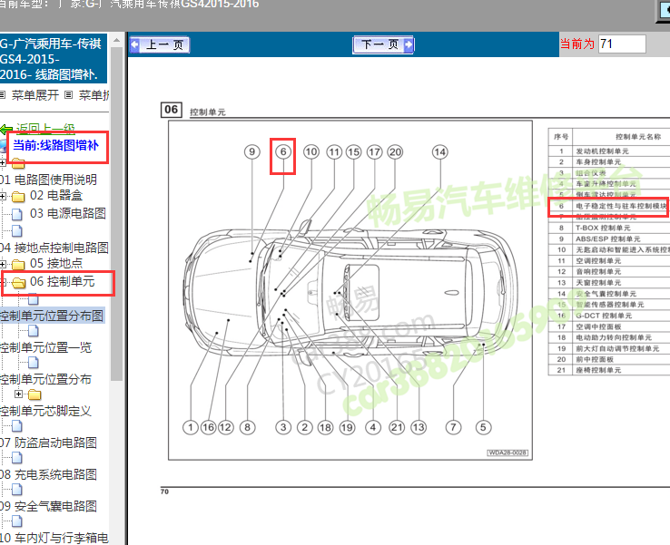 2016年传祺GS4驻车制动模块位置