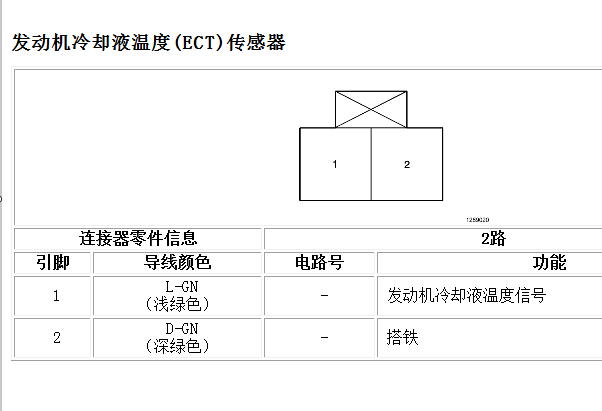 2009年别克凯越冷却液温度传感器针脚