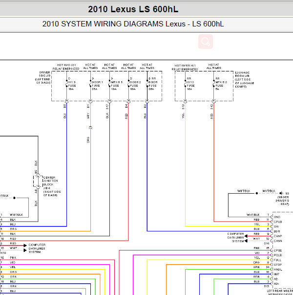 2010年雷克萨斯LS600 尾门锁电路图