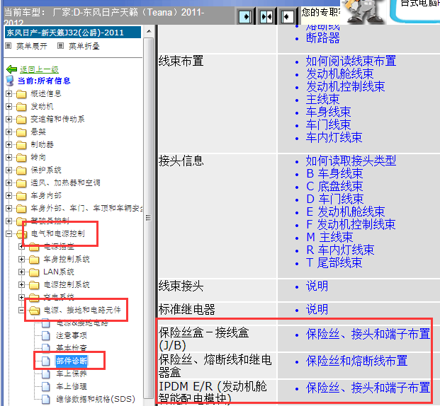 2011-2012年日产天籁保险丝资料
