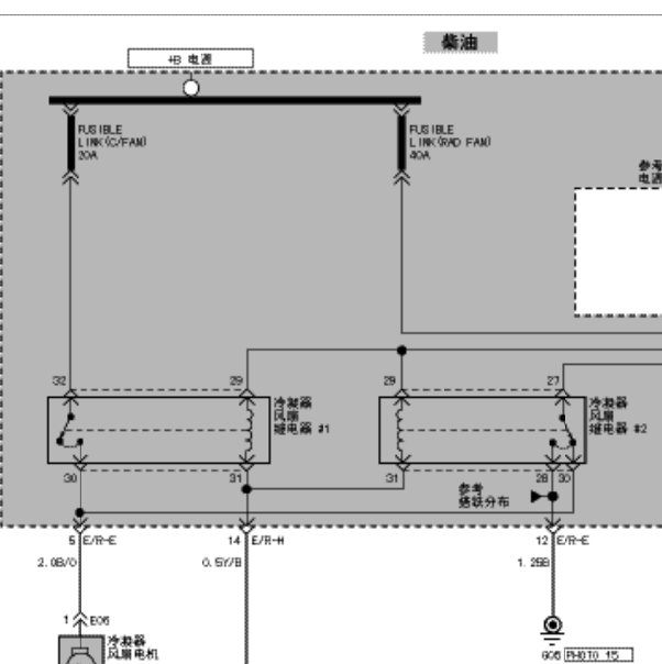 2006年圣达菲柴油2.0发动机冷却系统控制电路图