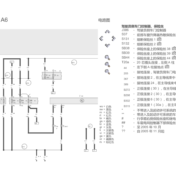 2006年奥迪A6舒适系统电路图