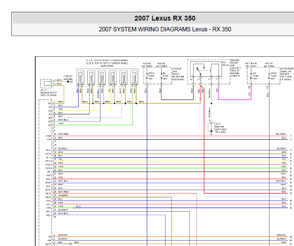 2007年雷克萨斯RX350发动机电路图