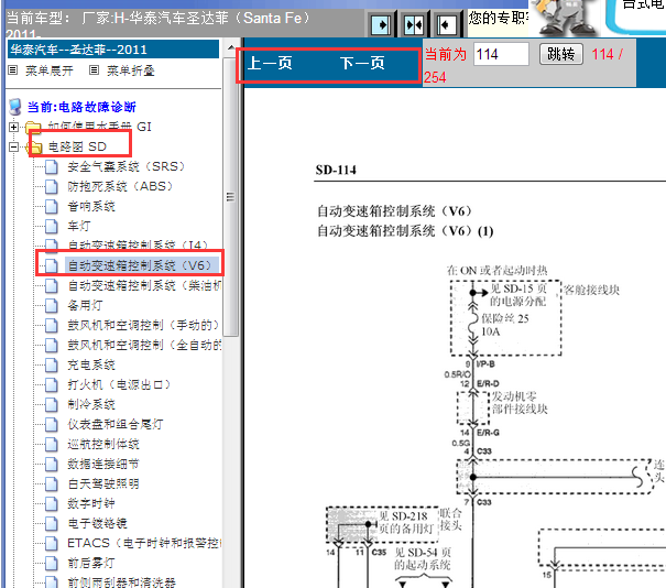 2011年华泰圣达菲变速箱电路图