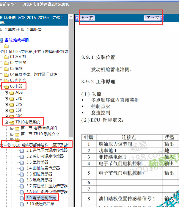 2015年比亚迪速锐 发动机针脚