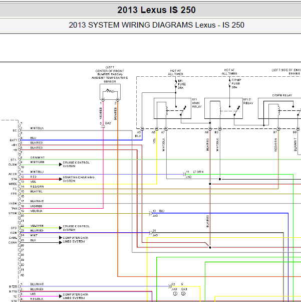 2013年雷克萨斯IS250 发动机电路图