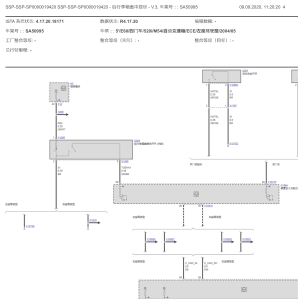 2004年宝马520i后备箱线路图