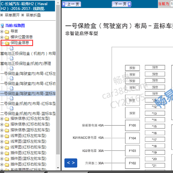 2016年哈弗H2保险继电器信息