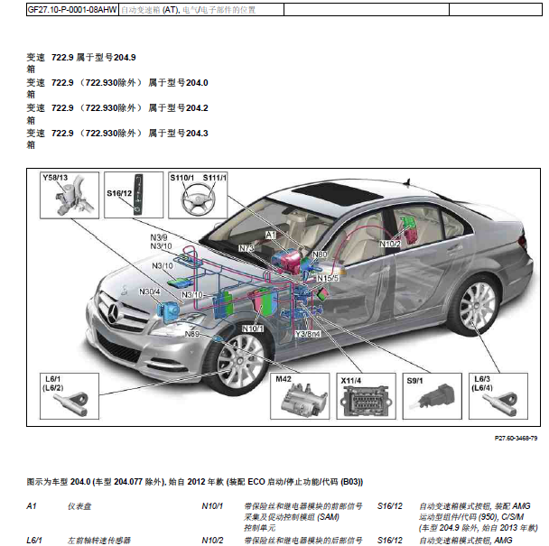 奔驰GLK300转速传感器位置图