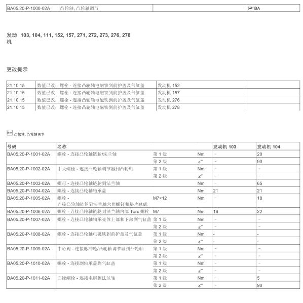 2010年奔驰E200发动机维修数据